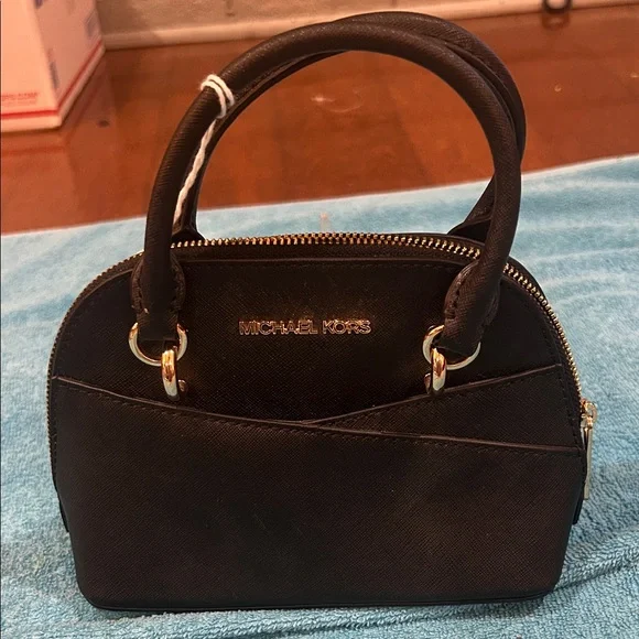 Michael Kors Black Mini Bag with Gold Details - Picture 4 of 10
